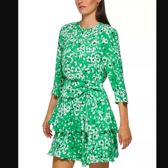 Karl Lagerfeld Paris Printed Jacquard Ruffle-Hem Dress 10 - Picture 10 of 15